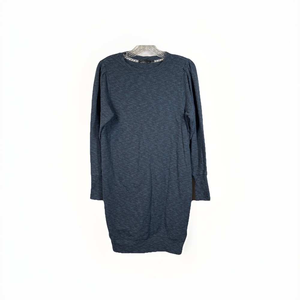 Prana Zada Dress Organic Cotton Blend Pleated Puff Sleeve Sweater Dress Sz XS